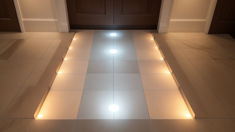 Интерактивная плитка для ступеней с сенсорными световыми эффектами и интегрированными массажными функциями 11 Интерактивная плитка для ступеней с сенсорными световыми эффектами и интегрированными массажными функциями