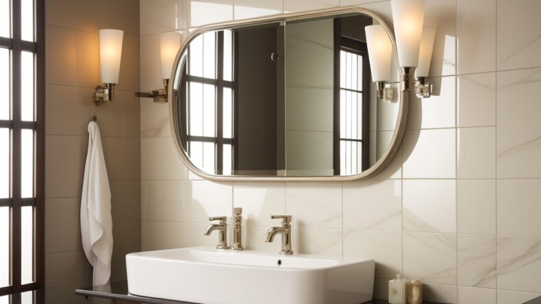 Зеркальная плитка как элемент биоморфного дизайна для создания оптических иллюзий в интерьере.