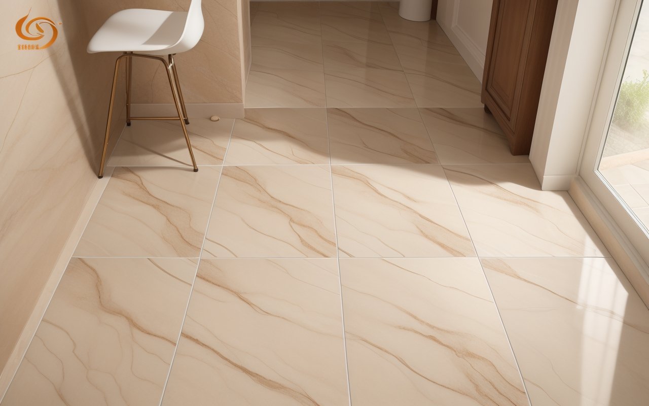 Керамическая плитка с антискользящим 3D-узором, имитирующим природный камень для эко-интерьеров.