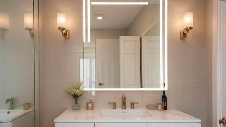 Зеркальная плитка как интерактивное зеркало для искусственного интеллекта в дизайне интерьера