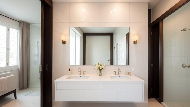 Зеркальная плитка в дизайне интерьера для отражения настроения и изменения атмосферы комнаты