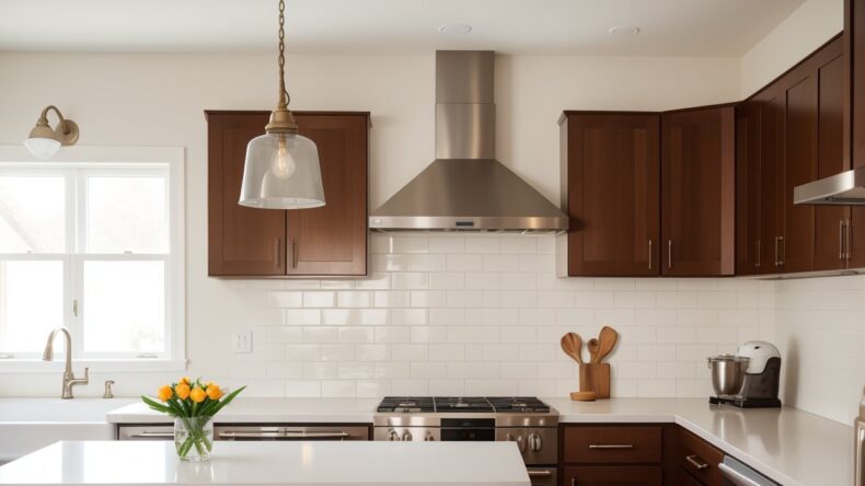 Фартук из плитки с подсветкой: как создать эффект парящих элементов на кухне.