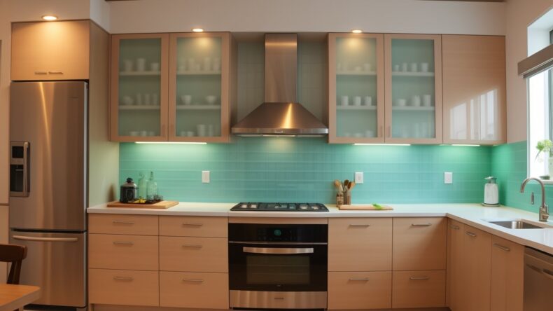 Интерактивные светящиеся плитки меняют цвет по настроению и времени суток кухни