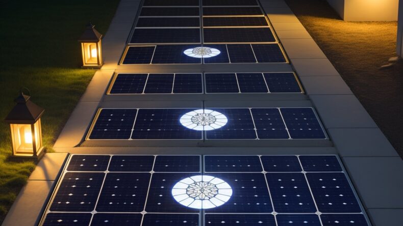 Плитка с подсветкой на солнечных батареях для ночной безопасности ступеней