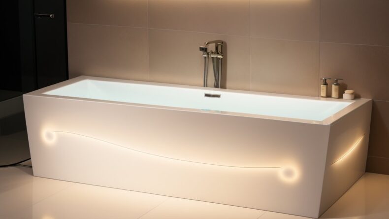 Бордюр для ванны с интегрированными LED-осветительными элементами: стиль и функциональность