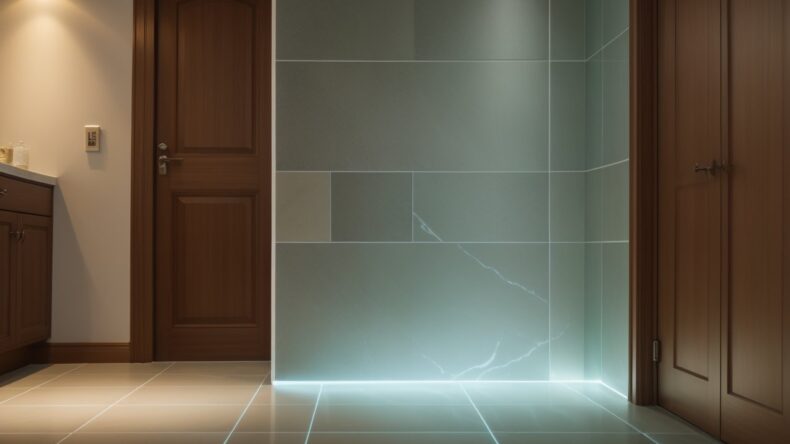 Керамическая плитка с эффектом биолюминесценции для интерьеров в темное время суток