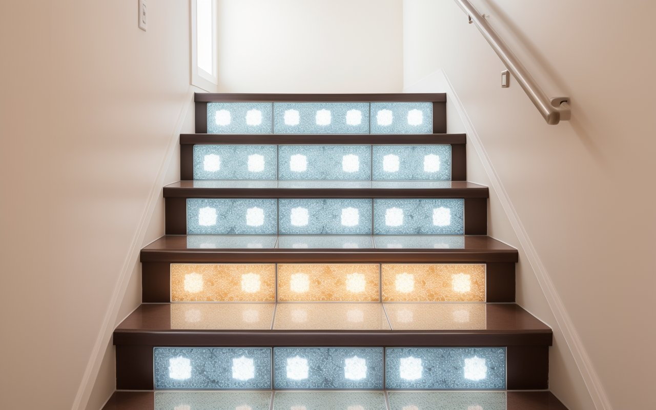 Интерактивная световая плитка для ступеней с изменением цвета при движении.