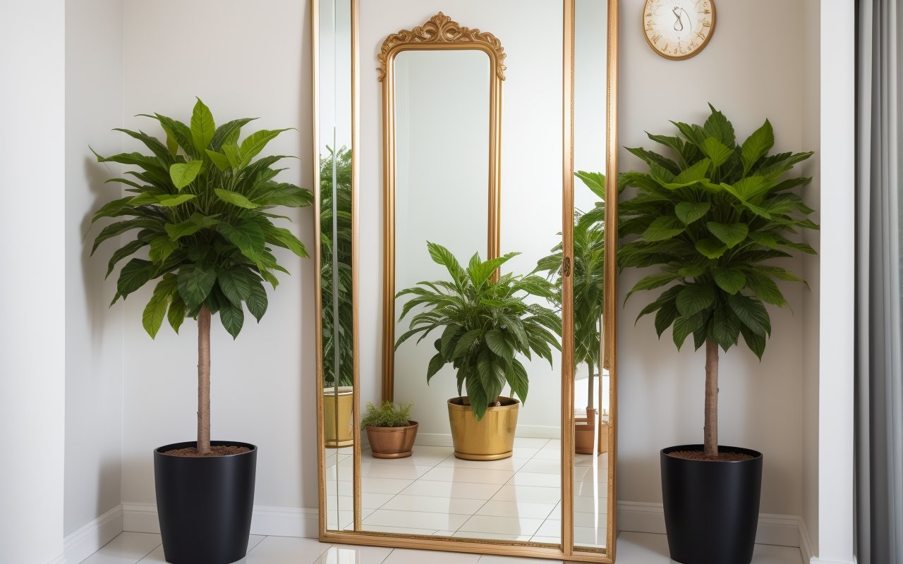 Зеркальная плитка как интерактивный дисплей для хранения и отображения живых растений балкона