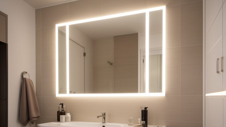 Зеркальная плитка с интегрированными LED-подсветками для современной атмосферы интерьера