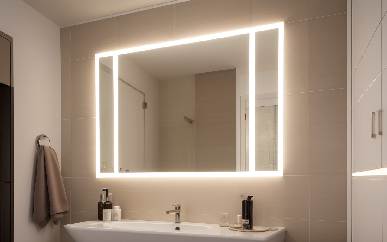 Зеркальная плитка с интегрированными LED-подсветками для современной атмосферы интерьера